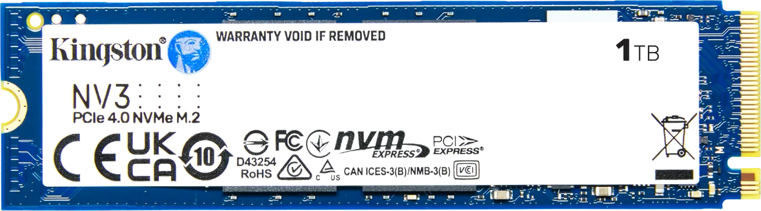 Kingston NV3 NVMe PCIe 4.0 SSD 1TB, M.2 2280 / M-Key / PCIe 4.0 x4