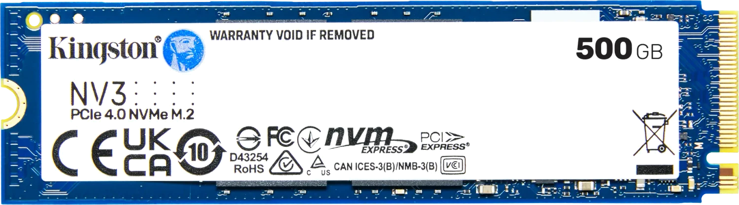 Kingston NV3 NVMe PCIe 4.0 SSD 500GB, M.2 2280 / M-Key / PCIe 4.0 x4