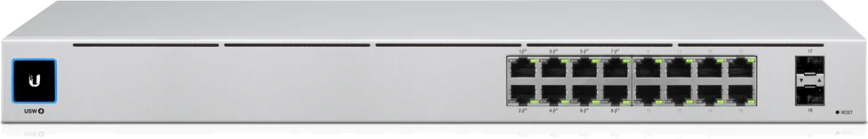 Ubiquiti UniFiSwitch 16 Rackmount Gigabit Managed Switch, 16x RJ-45, 2x SFP, 42W PoE+